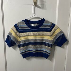 Striped Blue and Yellow Women's Sweater